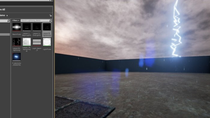 آموزش Digital Tutors - Creating Rain and Lightning Effects in Unreal Engine