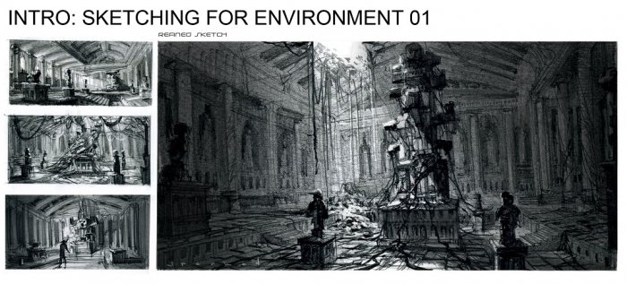 دانلود رایگان آموزش Gumroad - Intro to Sketching for Environment - Getting started by John J.Park