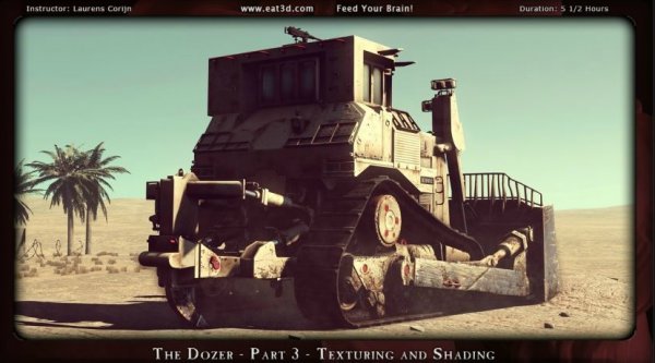 آموزش Eat 3D -  The Dozer - Part 3 - Texturing and Shading