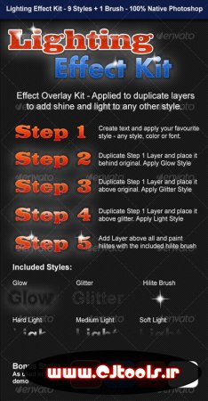 دانلود رایگان استایل Graphicriver Lighting Effect Kit برای فتوشاپ