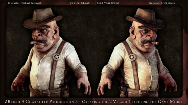 آموزش Eat3D - ZBrush 4 Character Production Volume 3 - Creating the UVs and Texturing the Game Model