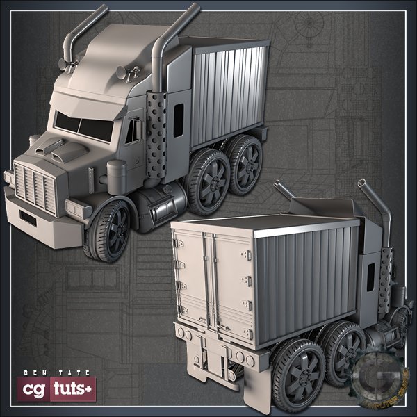 ساخت یک مینی کامیون در تری دی مکس | CGTuts Plus Mini Semi Truck Modeling Day 1-10