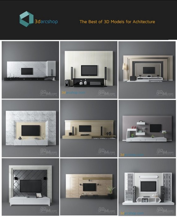 دانلود رایگان مدل های سه بعدی دستگاه های صوتی تصویری | 3darcshop - TV And Media Furniture 01-114
